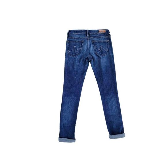 AG The Stevie Slim Straight Semi-Dark Wash Whiskering Denim Jeans Size 24R - Picture 2 of 12